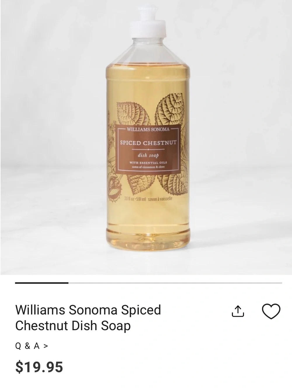 NWT Williams Sonoma Spiced Chestnut 3 piece set (dish soap, hand soap & lotion)
